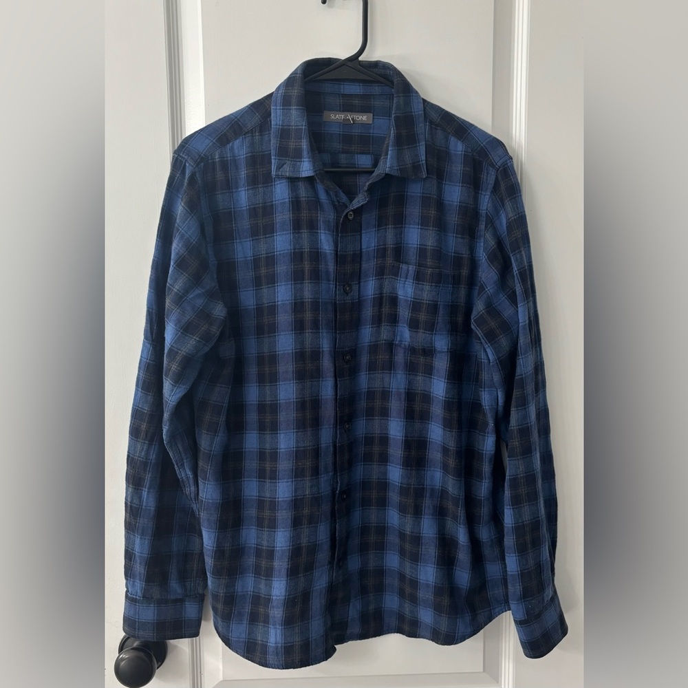 Slate & Stone Blue Plaid Casual Shirt - Picture 2 of 9